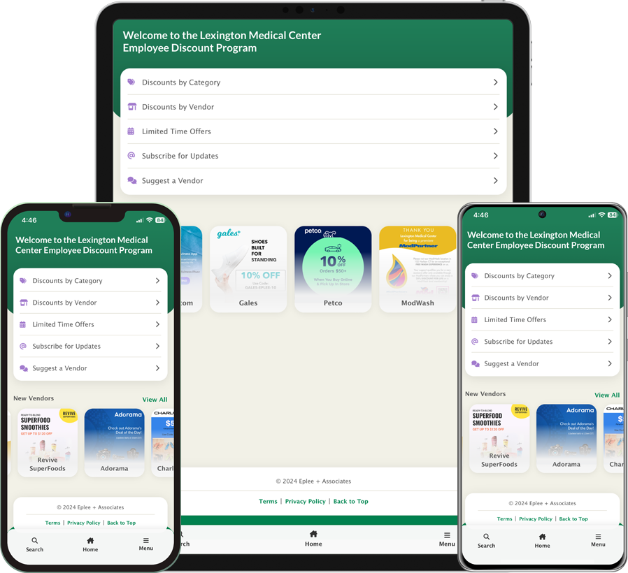 LMC Employee Discount Program Mobile App Screenshots